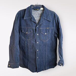 Vintage 70s Wrangler Western‎ Snap Denim Blue Jean Jacket L